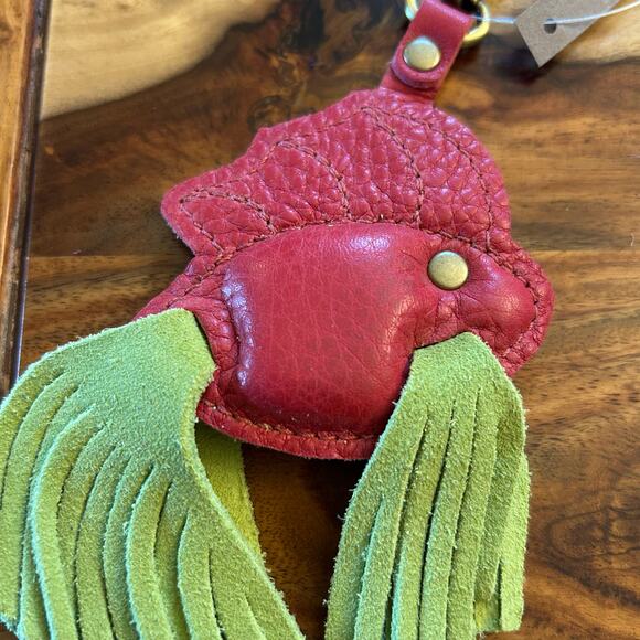 Portland Leather Betta Fish Purse Charm FAST SHIP LIME - Picture 2 of 3